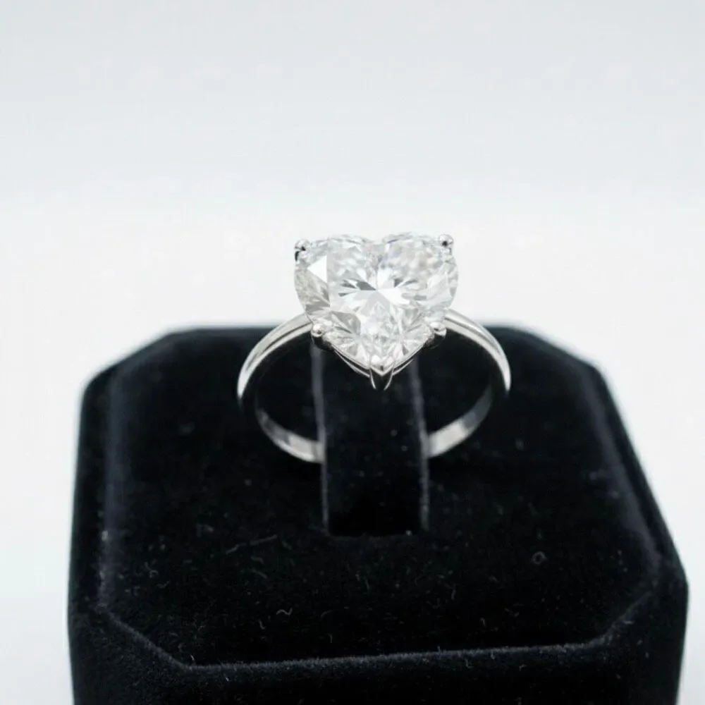 New 4.0ct Heart Cut Moissanite Engagement Ring 925 Sterling Silver VVS1 D-Color